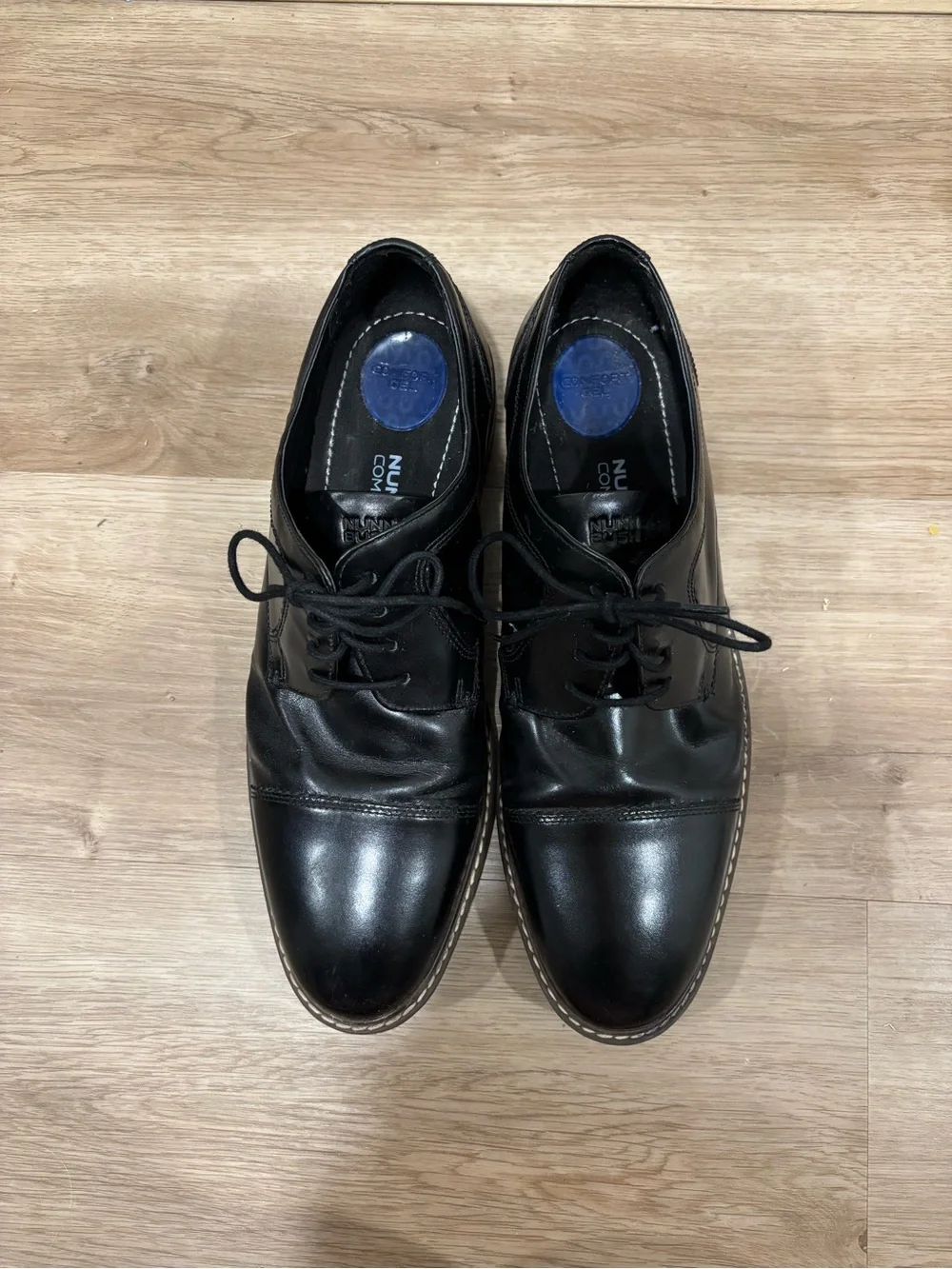 Nunn Bush Black Leather Cap-Toe Derby Shoes